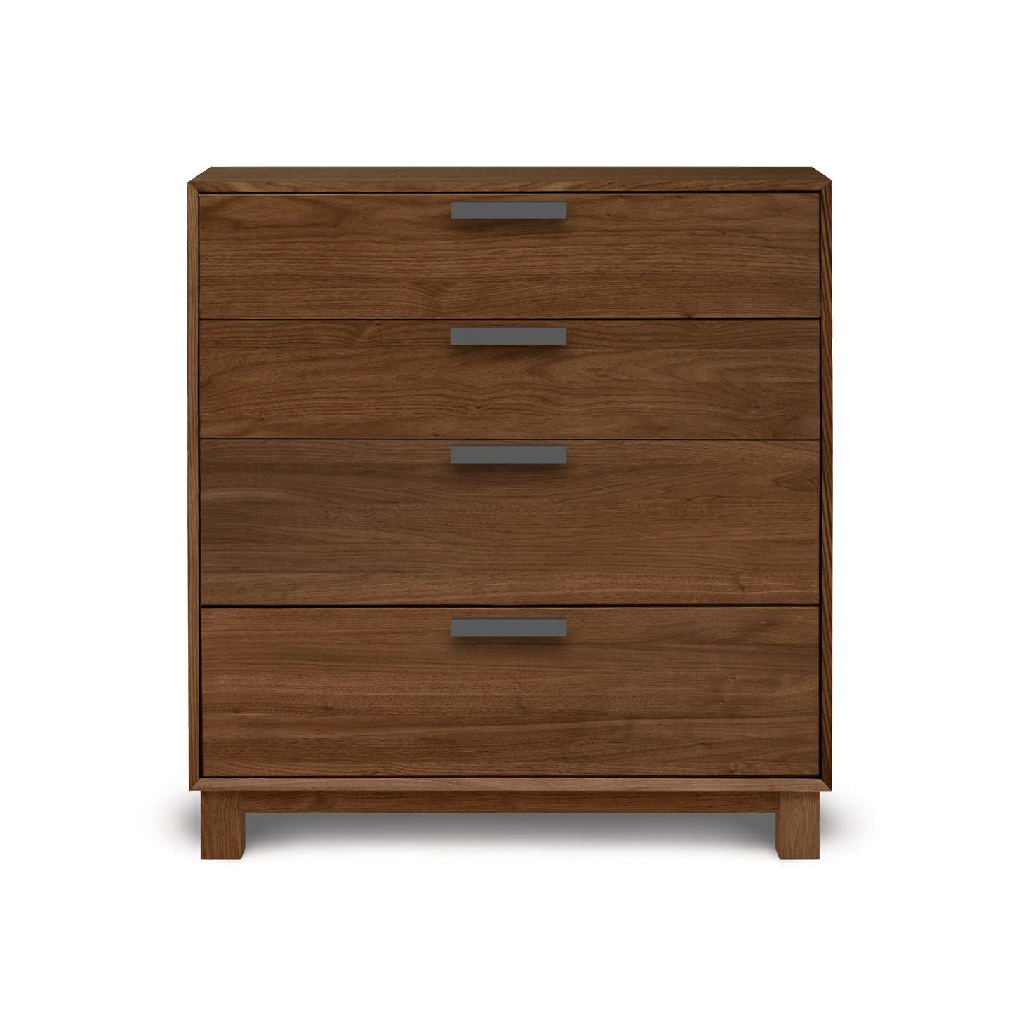 Copeland Furniture Savoy 4-Drawer Chest in solid wood with sleek metal handles, showcasing quality American craftsmanship and modern design.