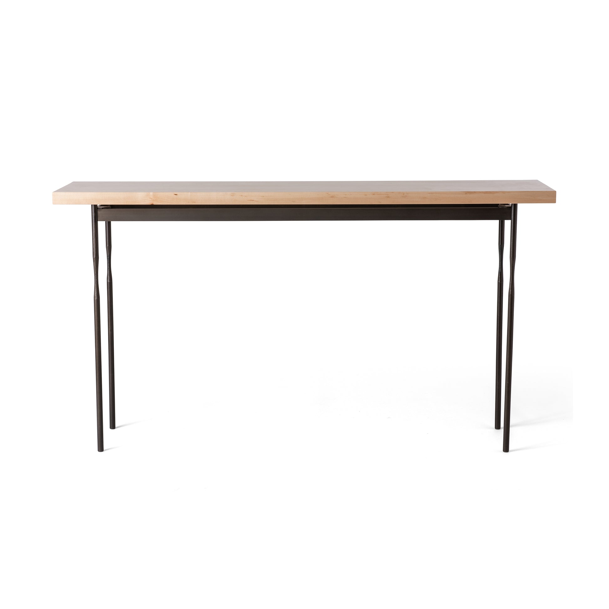 Senza Wood Top Console Table by Hubbardton Forge: Vermont maple top, thin steel legs.