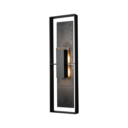 Shadow Box Tall Outdoor Sconce by Hubbardton Forge featuring a handcrafted slate design and dark sky-friendly lighting.