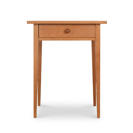 Lyndon Furniture Shaker 1-Drawer Nightstand in solid wood with a round-knob drawer, highlighting its elegant craftsmanship and minimalist Shaker design.