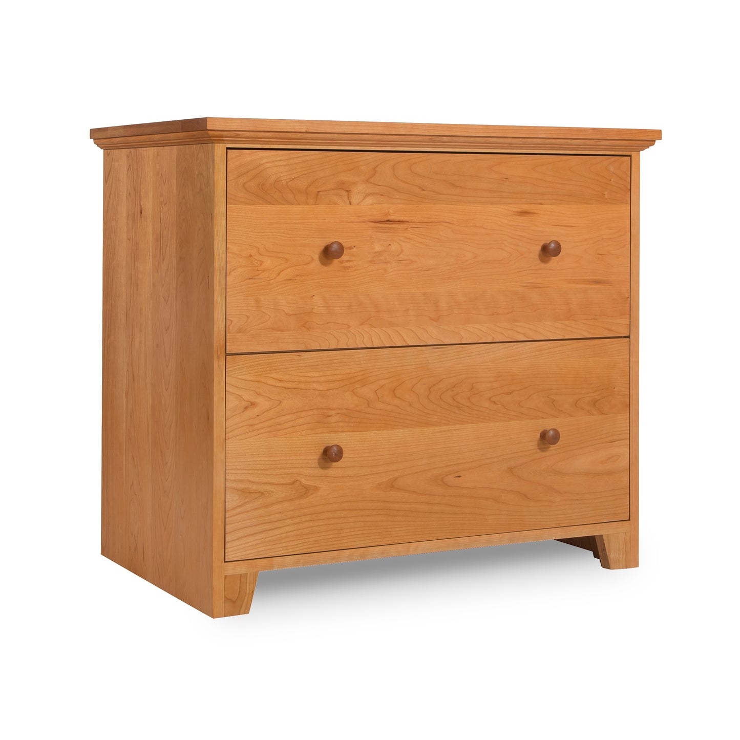 Lyndon Furniture Shaker 2-Drawer Lateral File Cabinet featuring clean lines and wood craftsmanship, highlighting its storage drawers and elegant design.