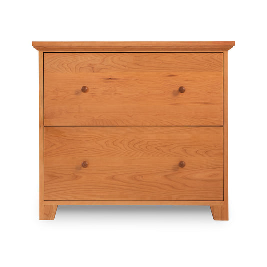 Lyndon Furniture Shaker 2-Drawer Lateral File Cabinet crafted in cherry wood, showcasing its elegant design and rich finish.