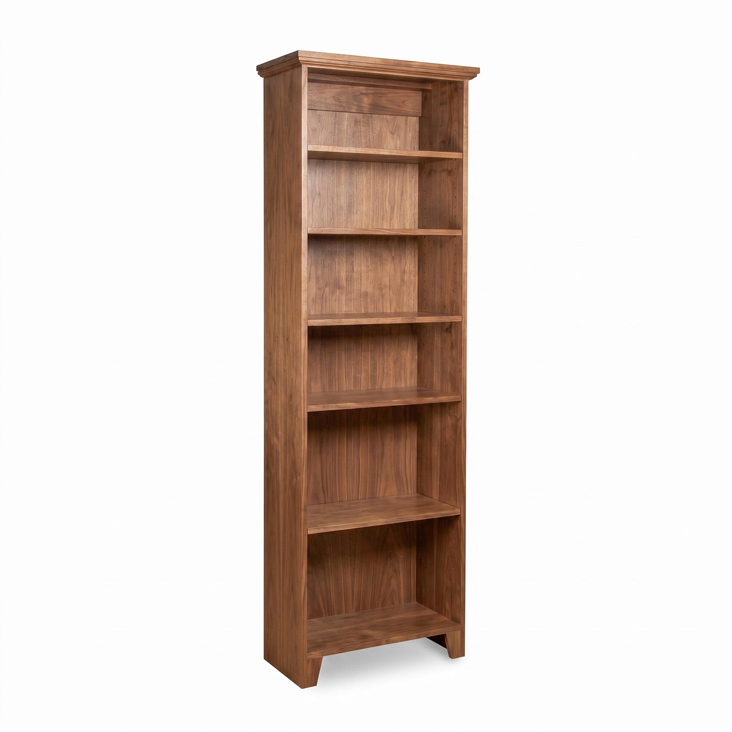 Lyndon Furniture Shaker Bookcase features six spacious wooden shelves, highlighting classic Shaker craftsmanship and American-made quality.