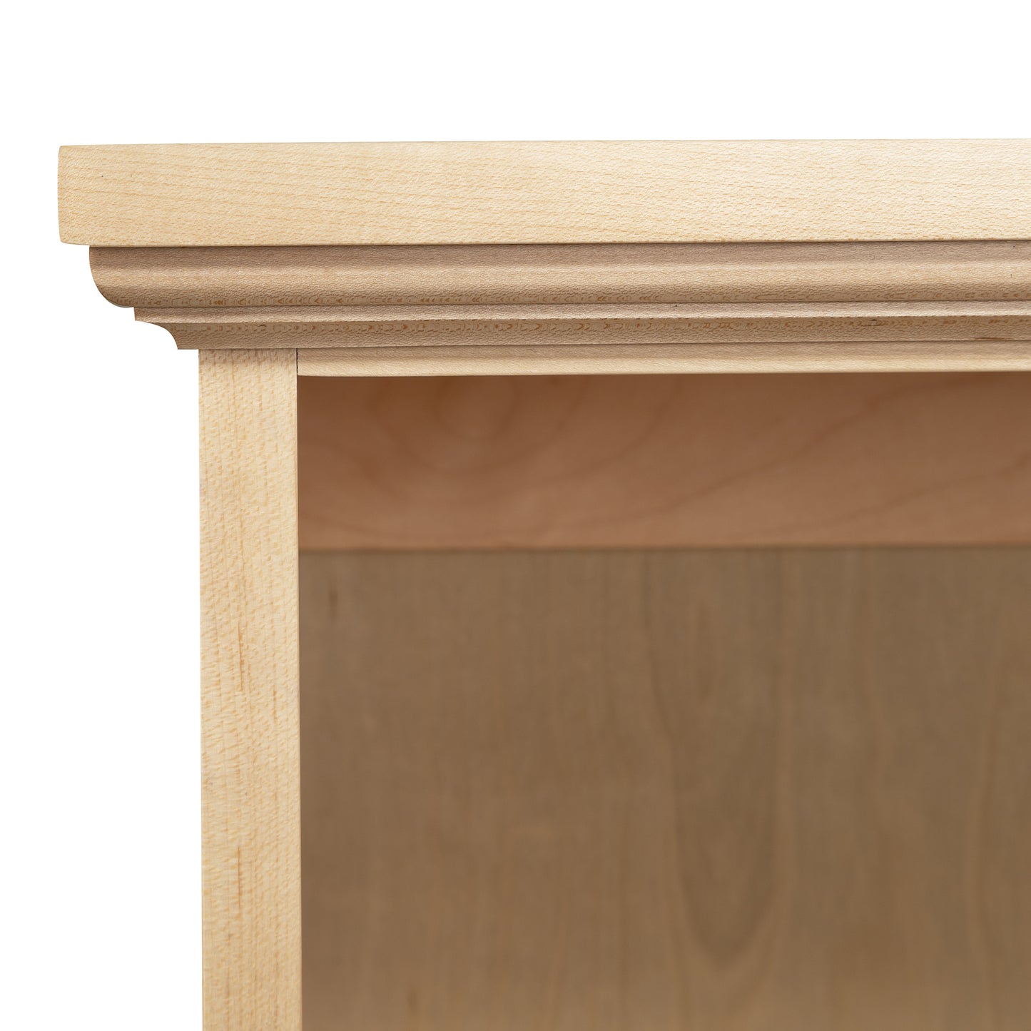 Shaker Wide Bookcase by Lyndon Furniture featuring smooth, light wood grain and beveled edges.