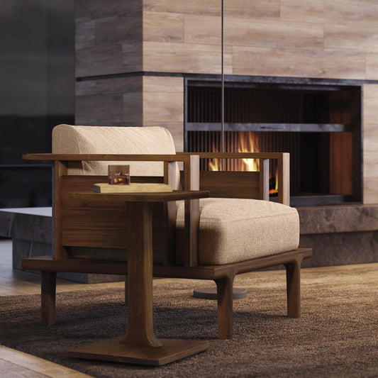 Copeland Furniture Sierra Chair Table in natural wood finish, showcasing its elegant, minimalist design and fine craftsmanship.