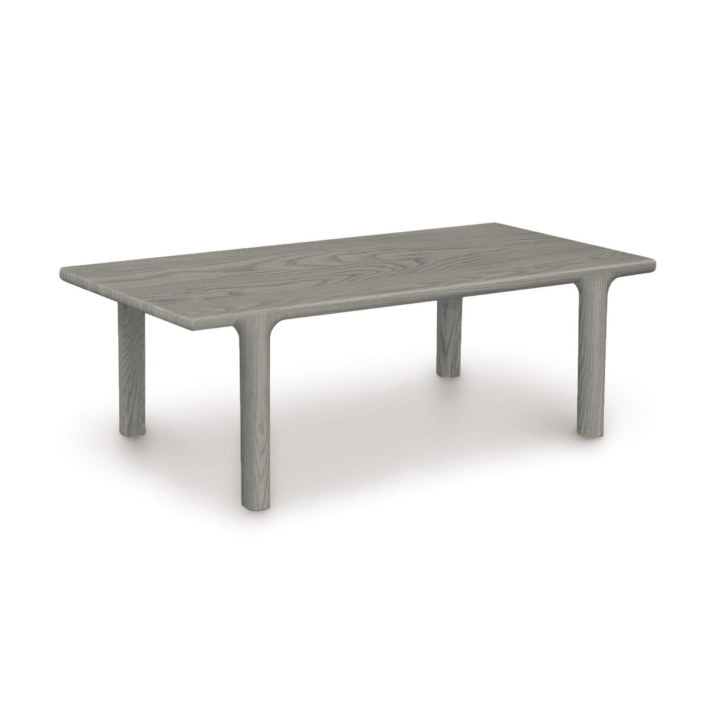Sierra Rectangular Coffee Table by Copeland Furniture, handcrafted from North American hardwood with a grey finish and four cylindrical legs.