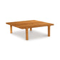 A contemporary design Copeland Furniture Sierra Square Coffee Table made of North American hardwood, with four legs, isolated on a white background.