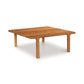 A simple Copeland Furniture Sierra Square Coffee Table crafted from North American hardwood with four legs, isolated on a white background.
