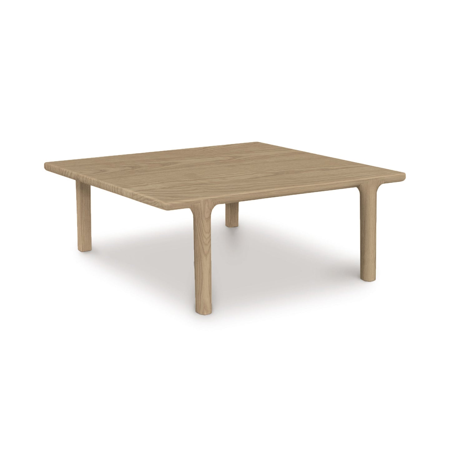 Copeland Sierra Square Coffee Table made of light hardwood, with rounded corners and four cylindrical legs, showcasing modern American craftsmanship.