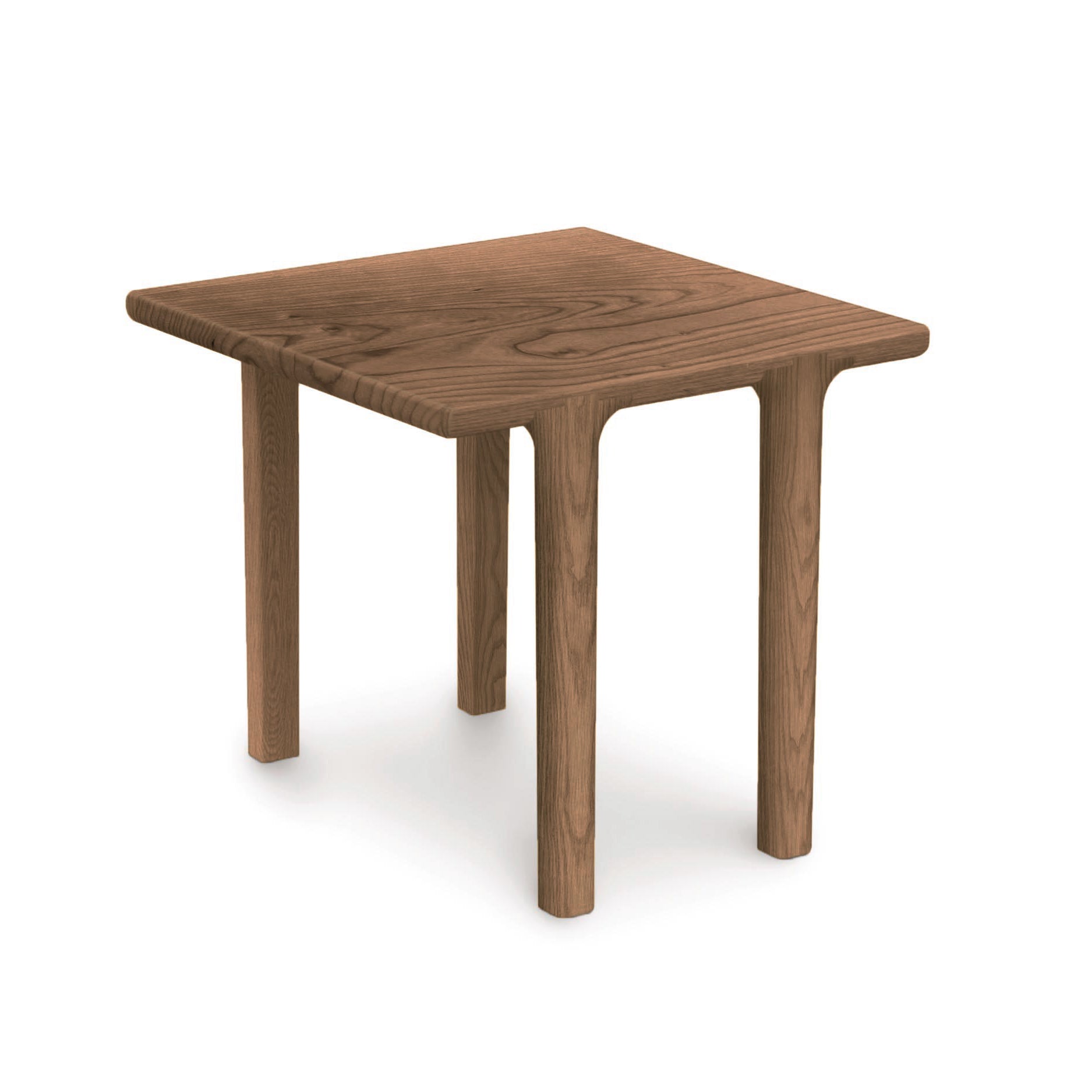 A simple Copeland Furniture Sierra Square End Table made of solid North American hardwood with four legs on a white background, radiating a modern personality.