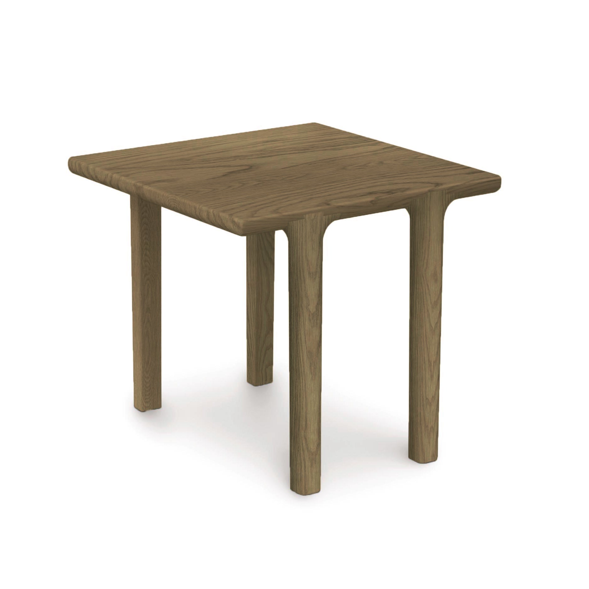 A simple wooden table, known as the Copeland Furniture Sierra Square End Table, with four legs on a white background, made of solid North American hardwood.