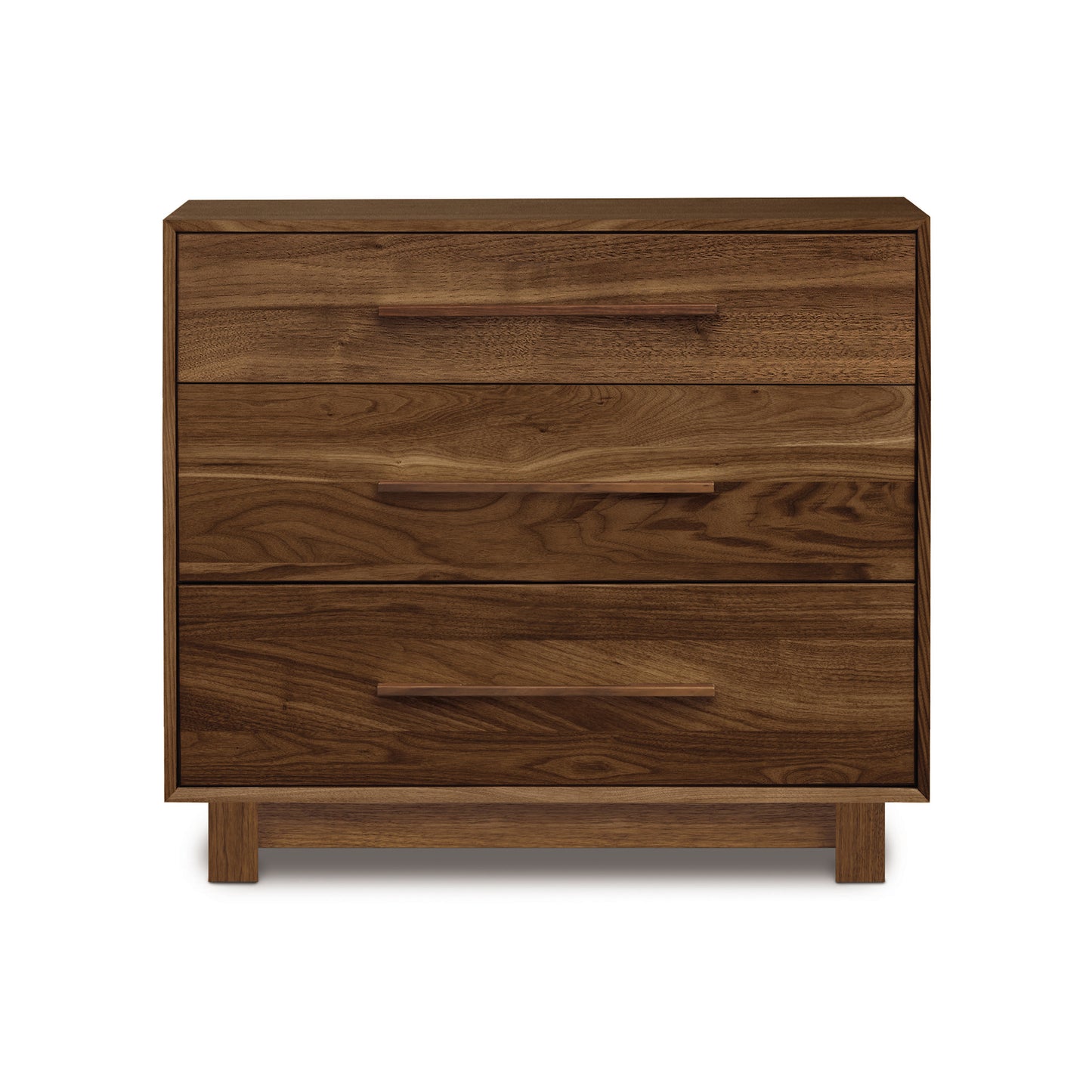 Copeland Sloane 3-Drawer Chest in American hardwood with a contemporary polished design and sleek horizontal handles.