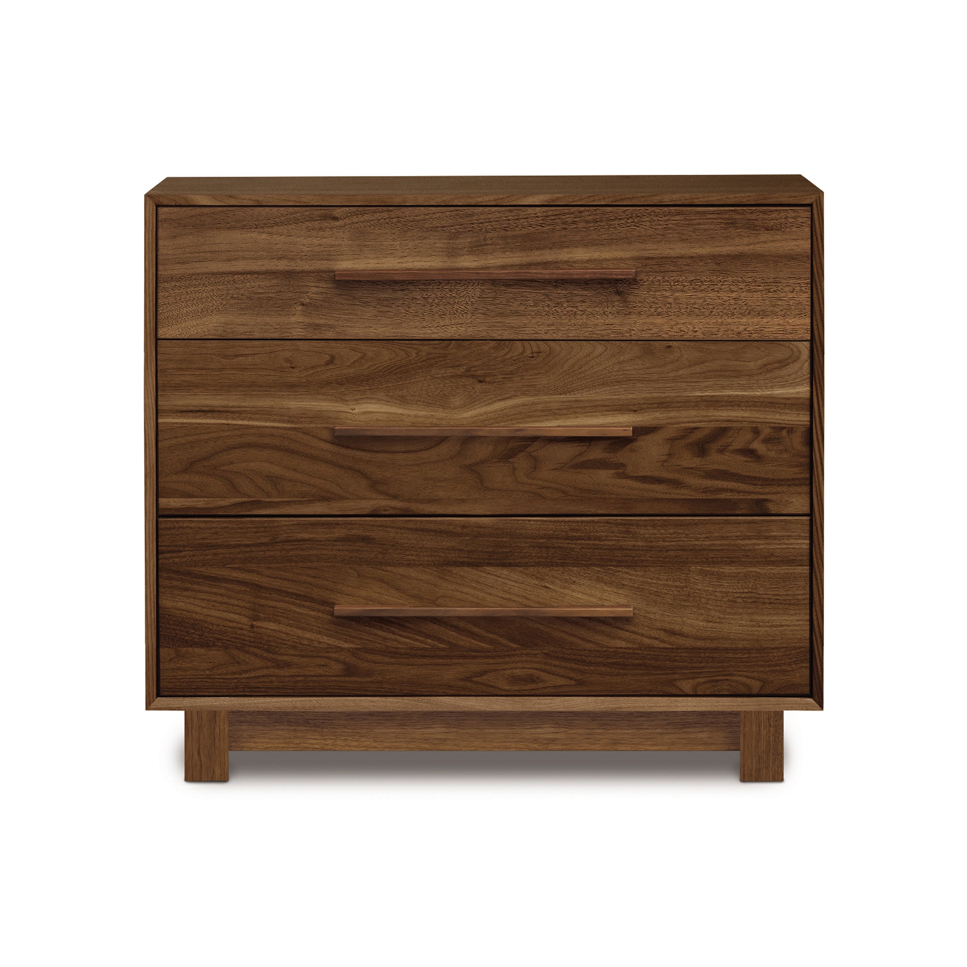 Copeland Sloane 3-Drawer Chest in American hardwood with a contemporary polished design and sleek horizontal handles.