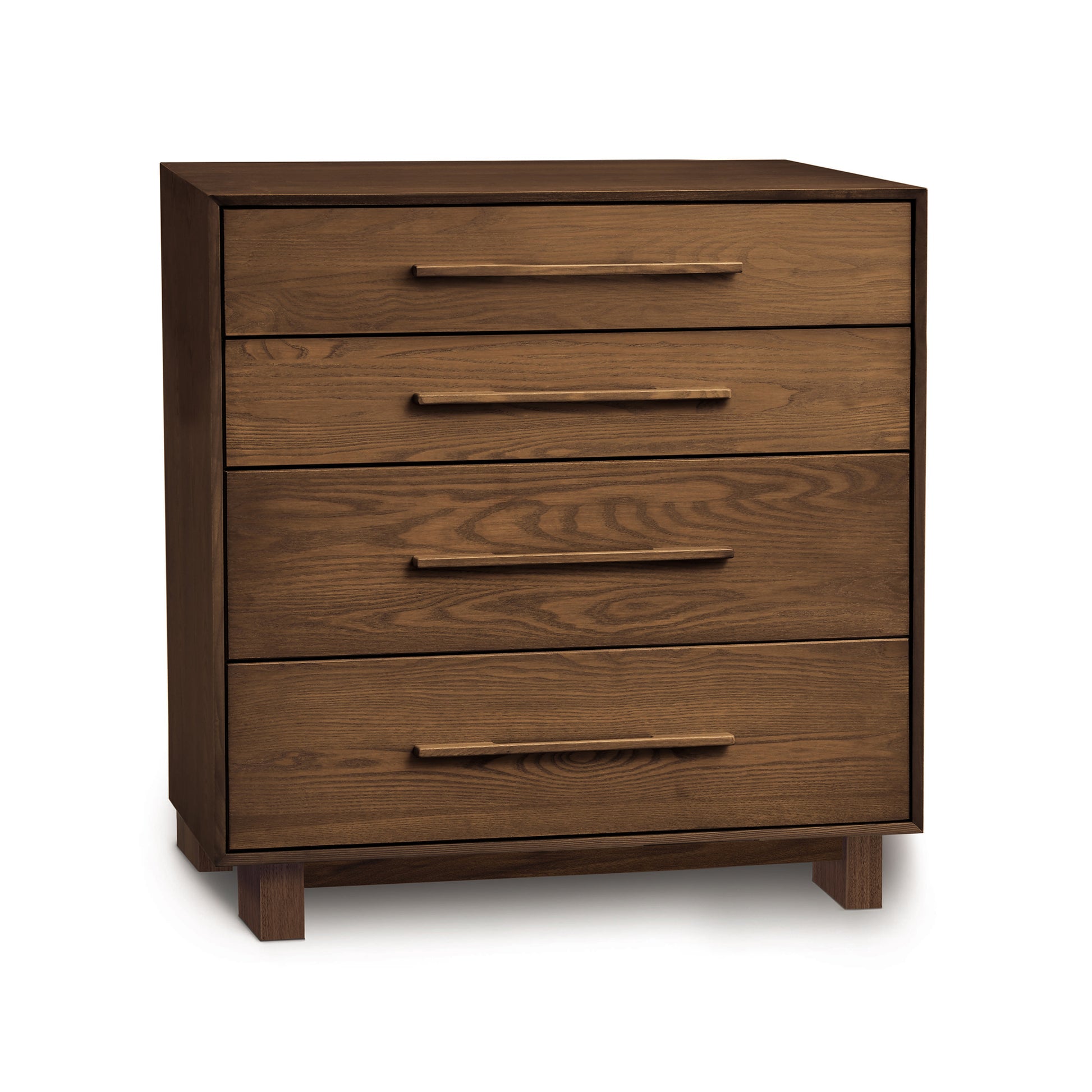 Sloane 4-Drawer Chest by Copeland Furniture in natural American hardwood with sleek handles, ideal for modern bedrooms.