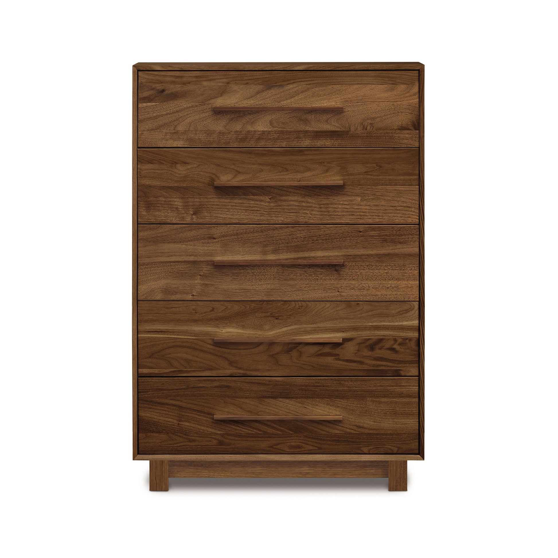 Copeland Furniture Sloane 5-Drawer Wide Chest in American hardwood showcases a sleek, modern minimalist design.