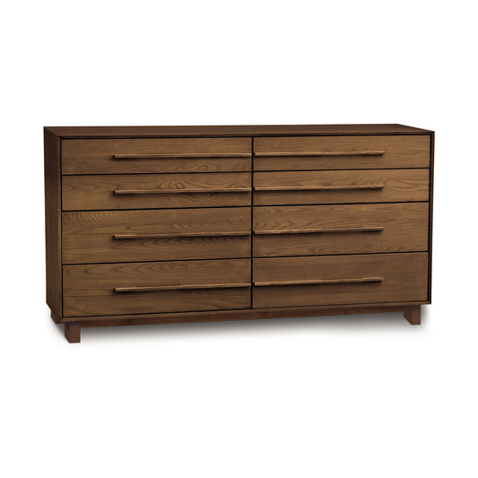 A sustainably harvested wood Sloane 8-Drawer Dresser by Copeland Furniture, isolated on a white background.