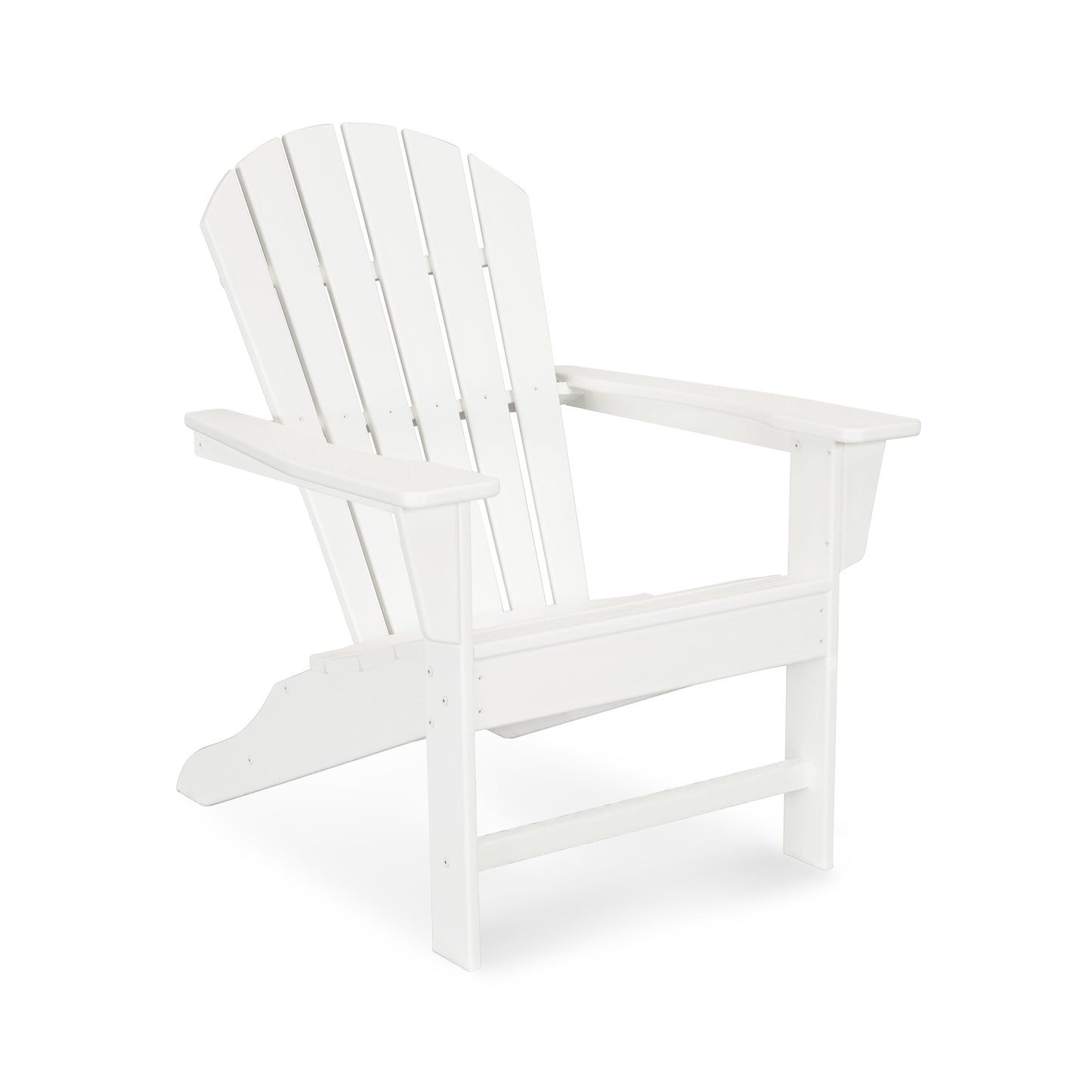 POLYWOOD South Beach Adirondack Chair with slatted back and wide armrests, crafted from recycled plastic.