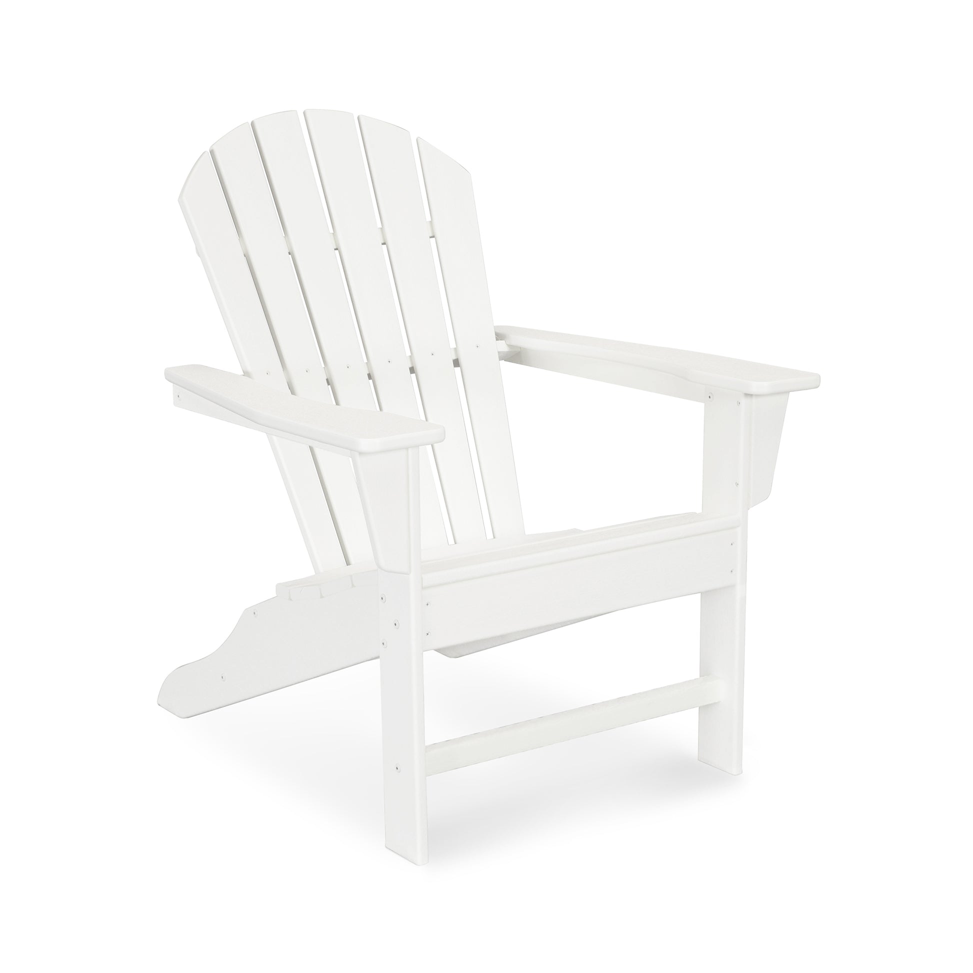 POLYWOOD South Beach Adirondack Chair with slatted back and wide armrests, crafted from recycled plastic.