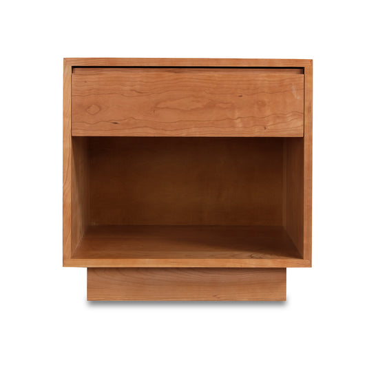 Sutton 1-Drawer Enclosed Shelf Nightstand by Lyndon Furniture, solid wood construction, single drawer and lower shelf, American made craftsmanship.
