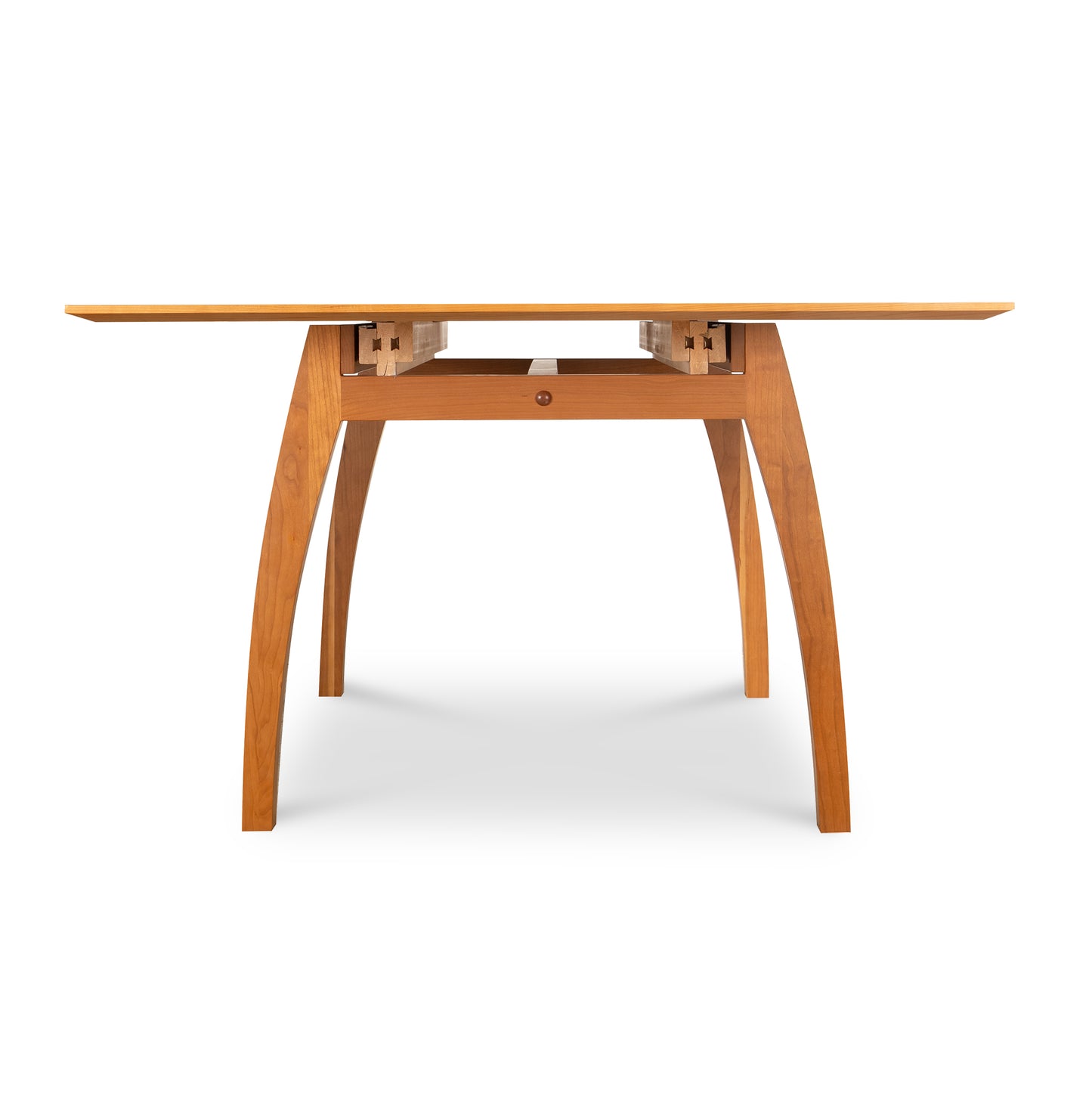 Lyndon Furniture Vermont Modern Extension Trestle Table with rectangular top and curved legs in 48" x 72" size.