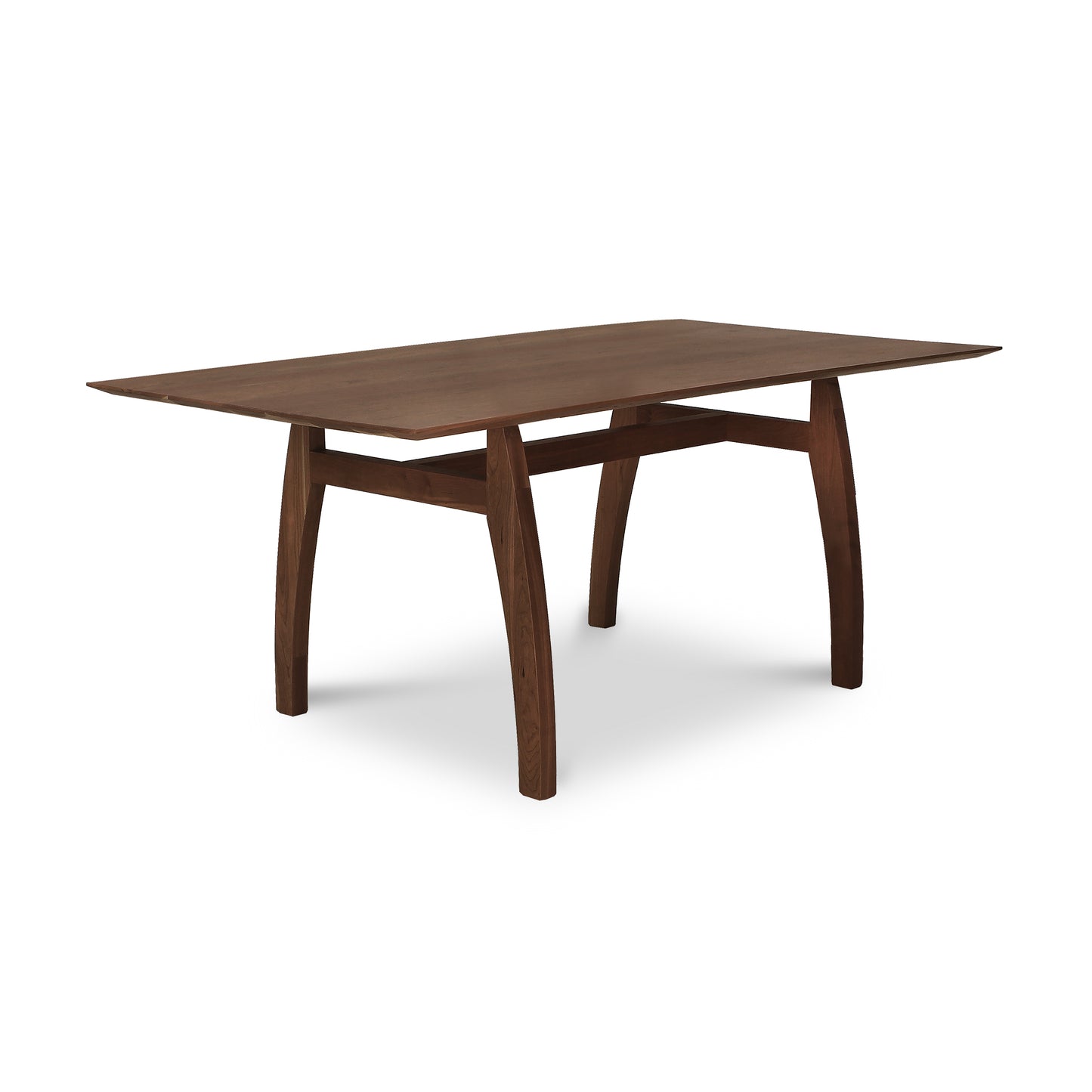 Vermont Modern Solid Top Trestle Table by Lyndon Furniture with distinctive angled legs and smooth top, showcasing contemporary American craftsmanship.