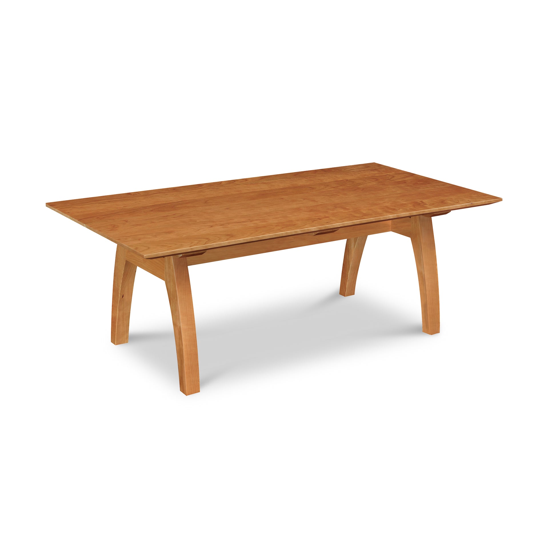 This handmade Lyndon Furniture Vermont Modern Trestle Coffee Table features a wooden top and legs, combining natural elegance with rustic charm.