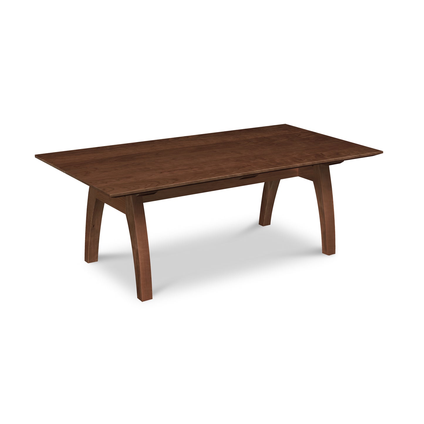 A handmade Lyndon Furniture Vermont Modern Trestle Coffee Table with a wooden base.