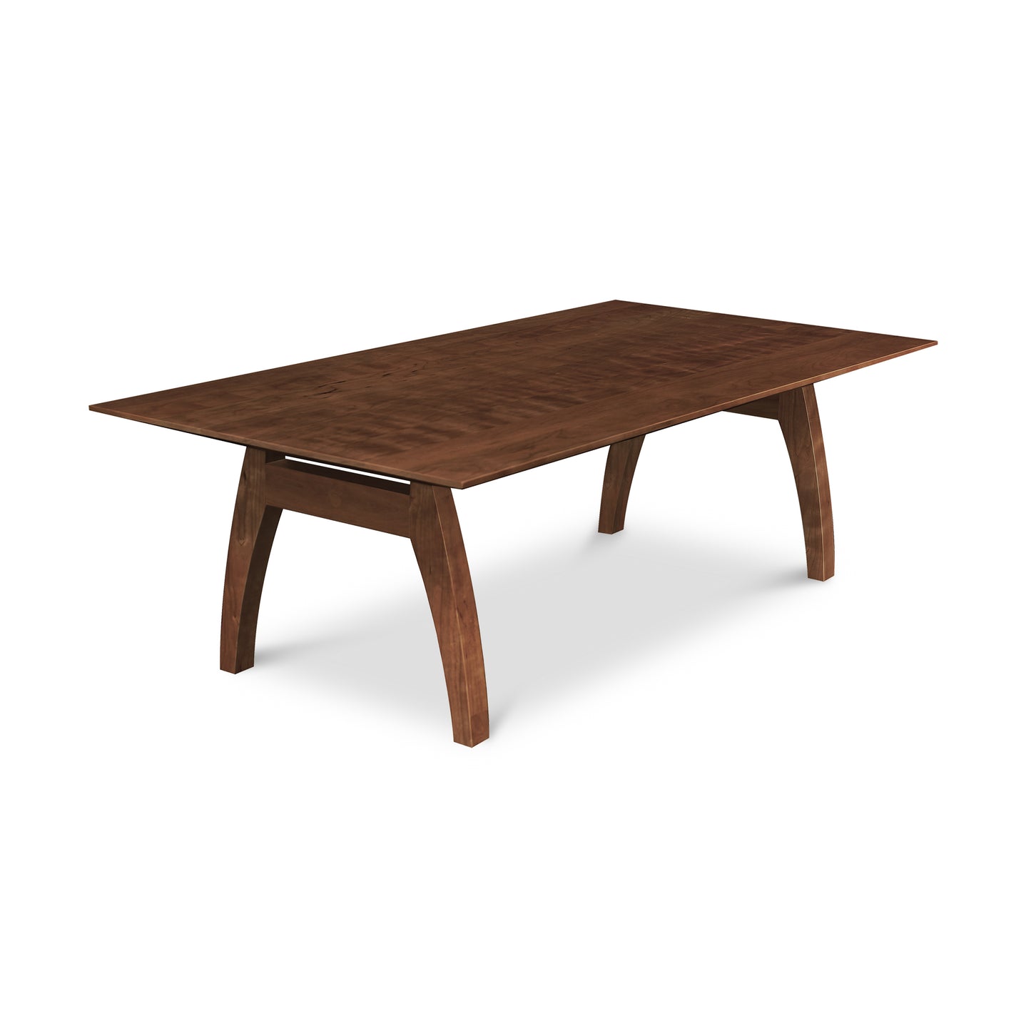 Vermont Modern Trestle Coffee Table featuring smooth surface and subtly curved legs by Lyndon Furniture, showcasing elegant contemporary design.