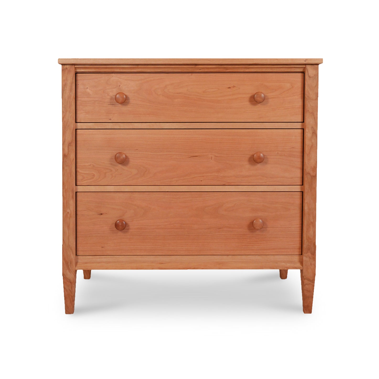 Vermont Shaker 3-Drawer Chest showcasing elegant simplicity with three drawers and round knobs by Maple Corner Woodworks.
