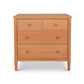 A Vermont Shaker 4-Drawer Chest crafted from solid cherry wood, featuring four drawers — two smaller ones on top and two larger ones below, all with round knobs, isolated against a white background. Made by Maple Corner Woodworks.