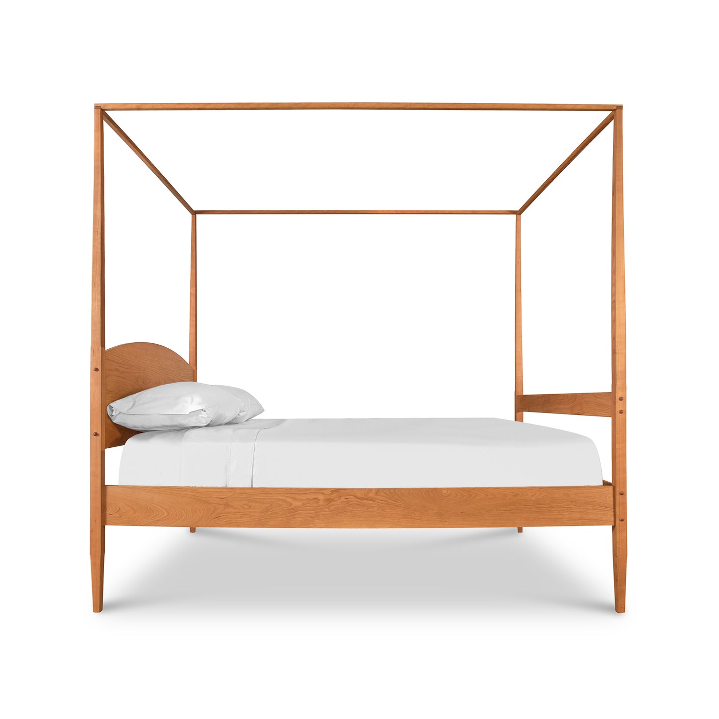 Vermont Shaker Four Poster Bed with Canopy, crafted from solid wood by Maple Corner Woodworks, featuring a minimalist design.