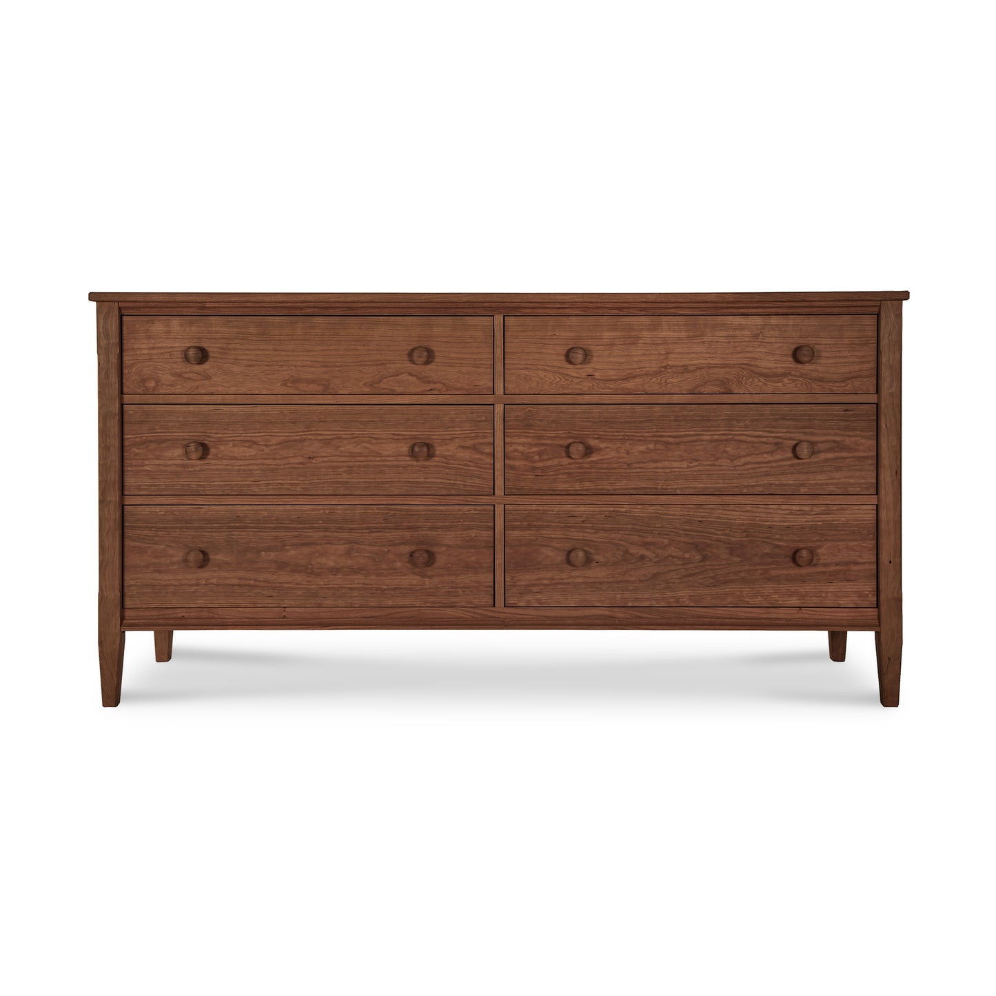 Vermont Shaker 6-Drawer Dresser by Maple Corner Woodworks, crafted from solid wood with round knobs and a minimalist design, showcasing the essence of handmade furniture.