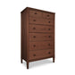 A tall, dark brown Vermont Shaker 7-Drawer Chest from Maple Corner Woodworks featuring seven drawers with round knobs, set against a plain white background.