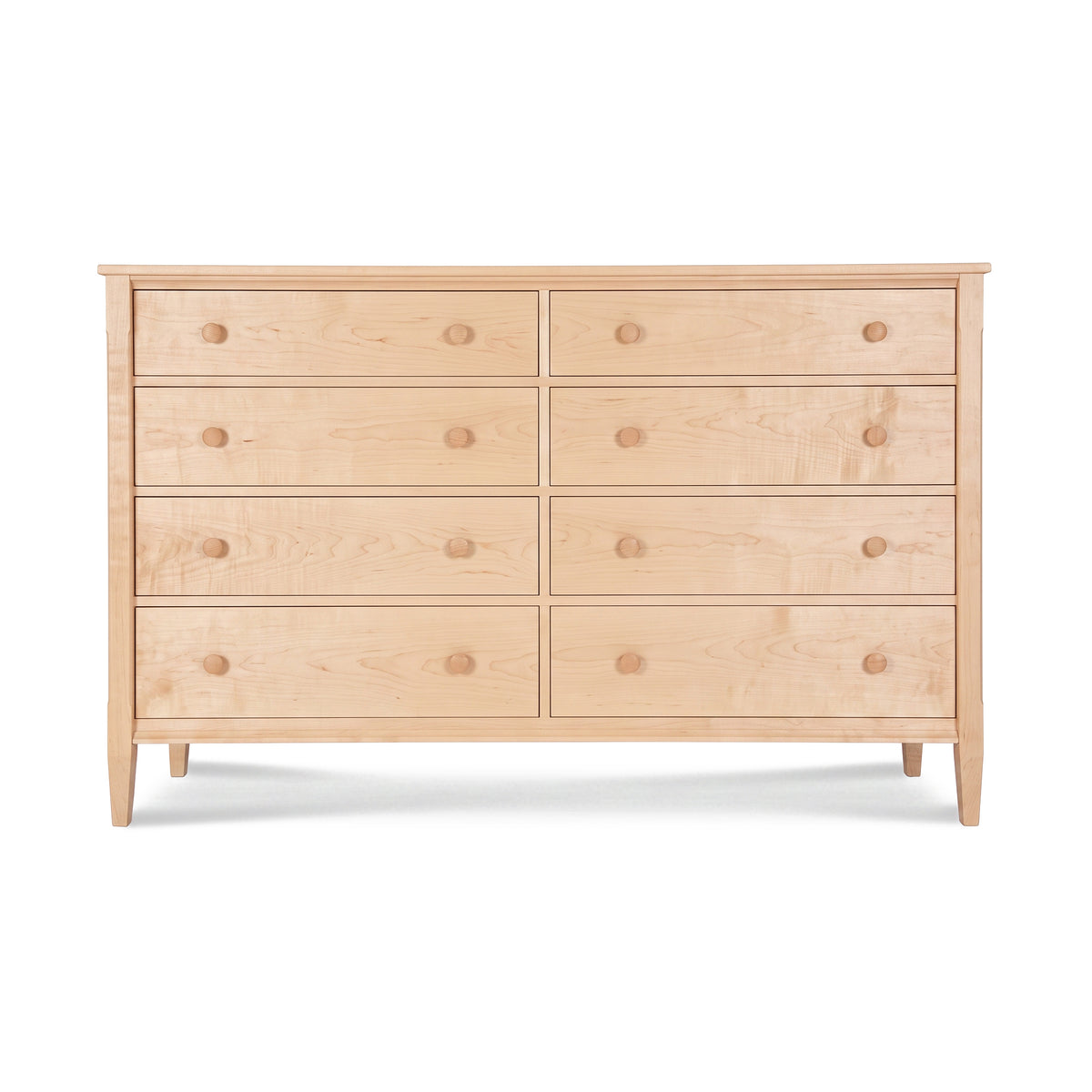 Vermont Shaker 8-Drawer Dresser by Maple Corner Woodworks, crafted from solid hardwood with round knobs, high-quality American-made furniture.