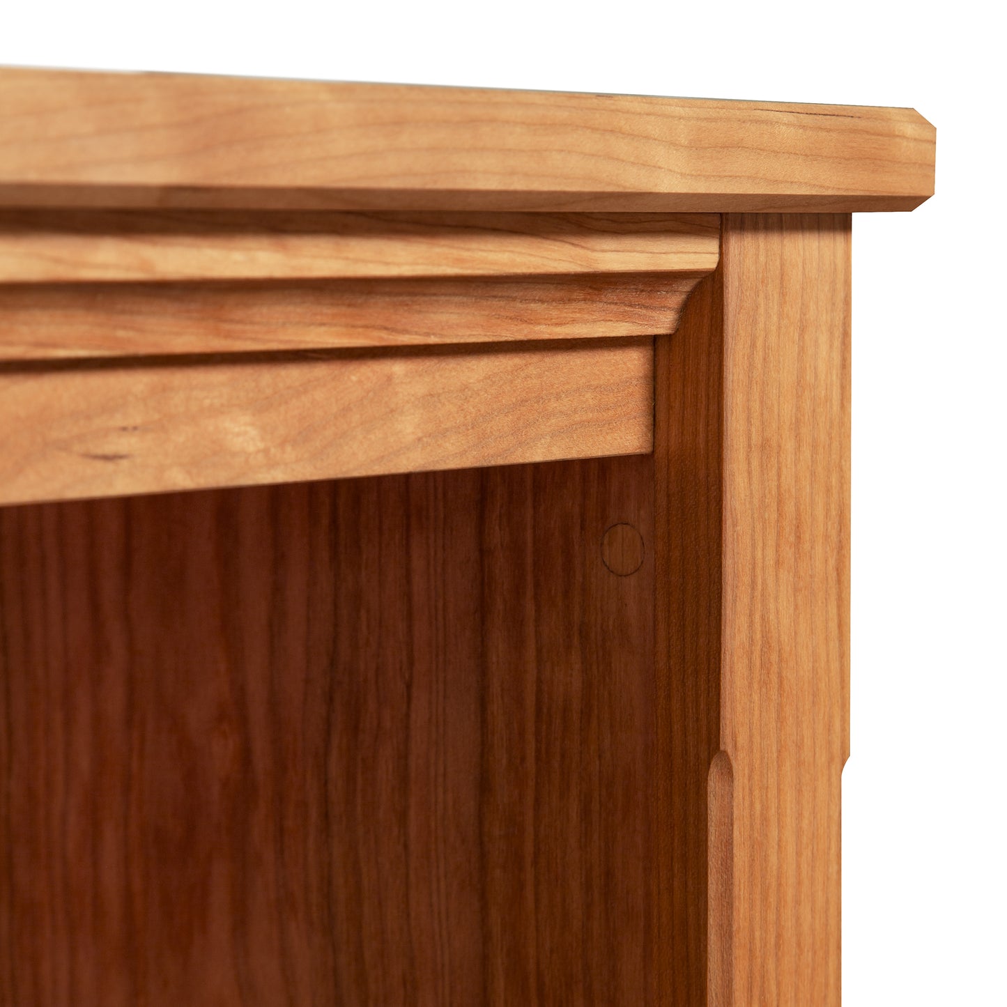 Maple Corner Woodworks Vermont Shaker 37" Bookcase showcasing smooth finish and stunning natural wood grain.