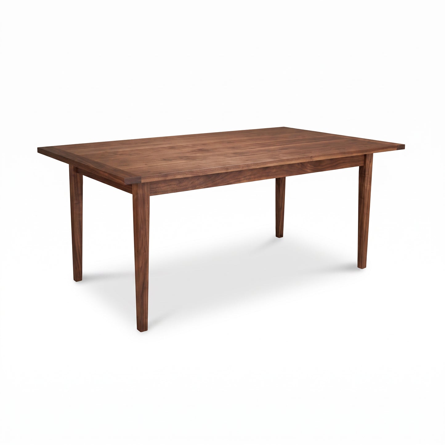 Vermont Shaker Solid Top Harvest Table by Maple Corner Woodworks features classic American craftsmanship and a smooth wood finish.