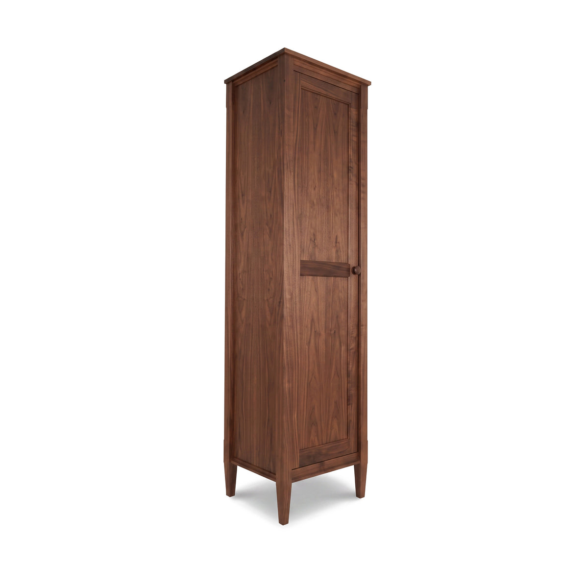 Maple Corner Woodworks Vermont Shaker Narrow Bookcase with Mirror features solid wood craftsmanship and elegant four-leg design, made in the USA.