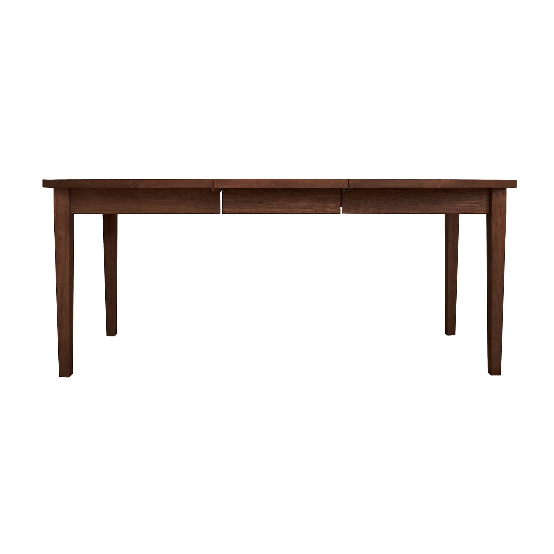 Minimalist Vermont Shaker Oval Extension Dining Table by Maple Corner Woodworks crafted from sustainably harvested wood with four straight legs and a smooth oval surface.