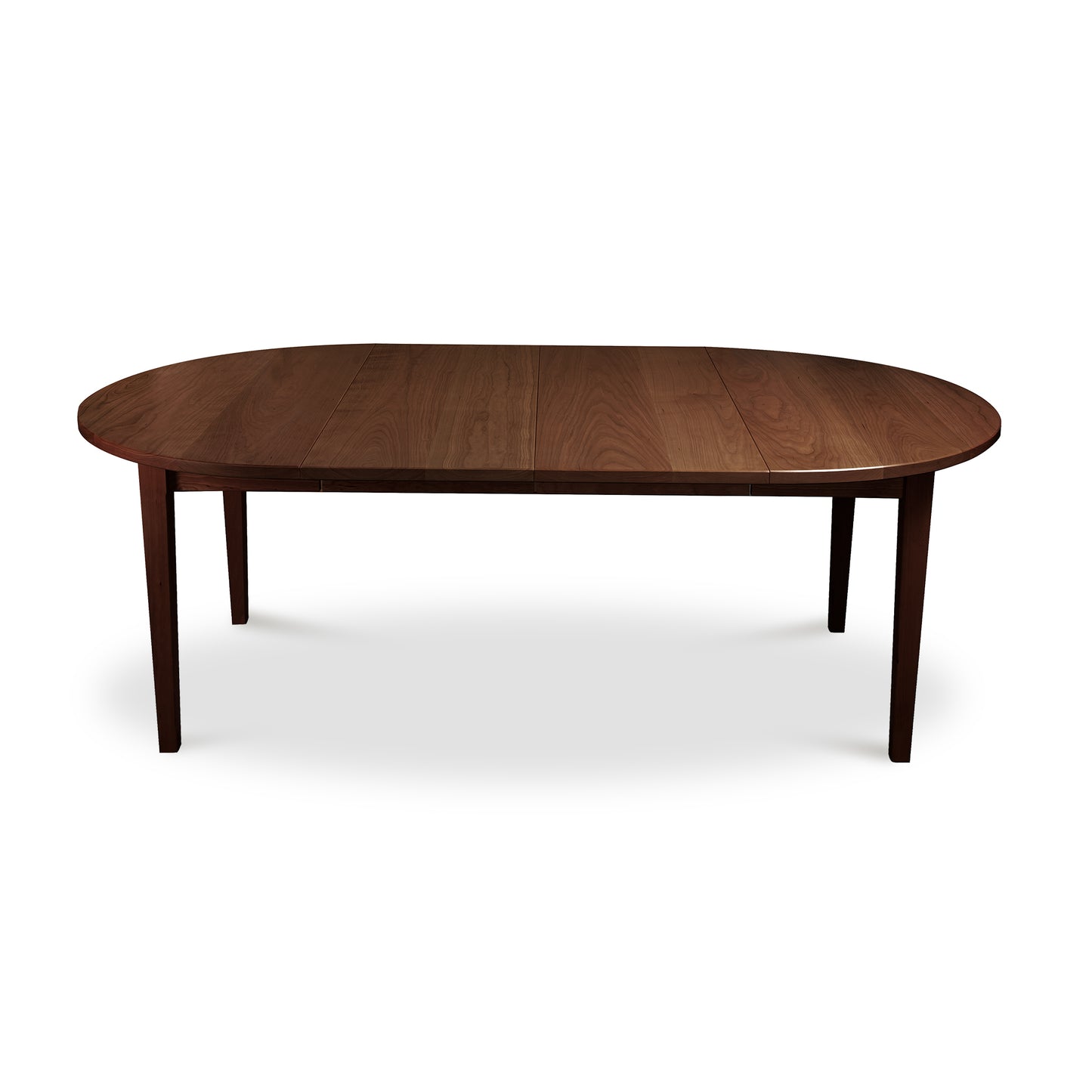 Vermont Shaker Round Extension Table by Maple Corner Woodworks, crafted from eco-friendly wood with elegant four-leg design