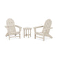 Two contoured POLYWOOD Vineyard Adirondack chairs facing each other with a small round table between them, set against a plain white background.