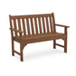 A brown POLYWOOD® Vineyard 48" Garden Bench with vertical slat backrest and horizontal seat slats, featuring armrests on both sides, isolated on a white background.