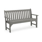 A simple gray POLYWOOD Vineyard 60" Garden Bench, featuring armrests and a high back, standing on a plain white background.