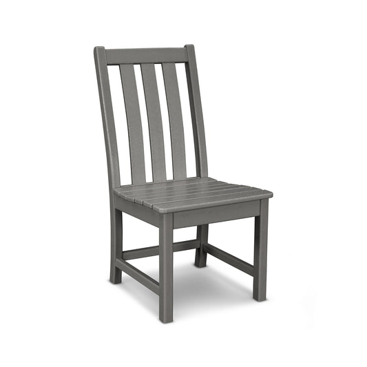 A single gray POLYWOOD® Vineyard Dining Side Chair with a tall, slatted backrest and a flat seat, isolated against a white background.