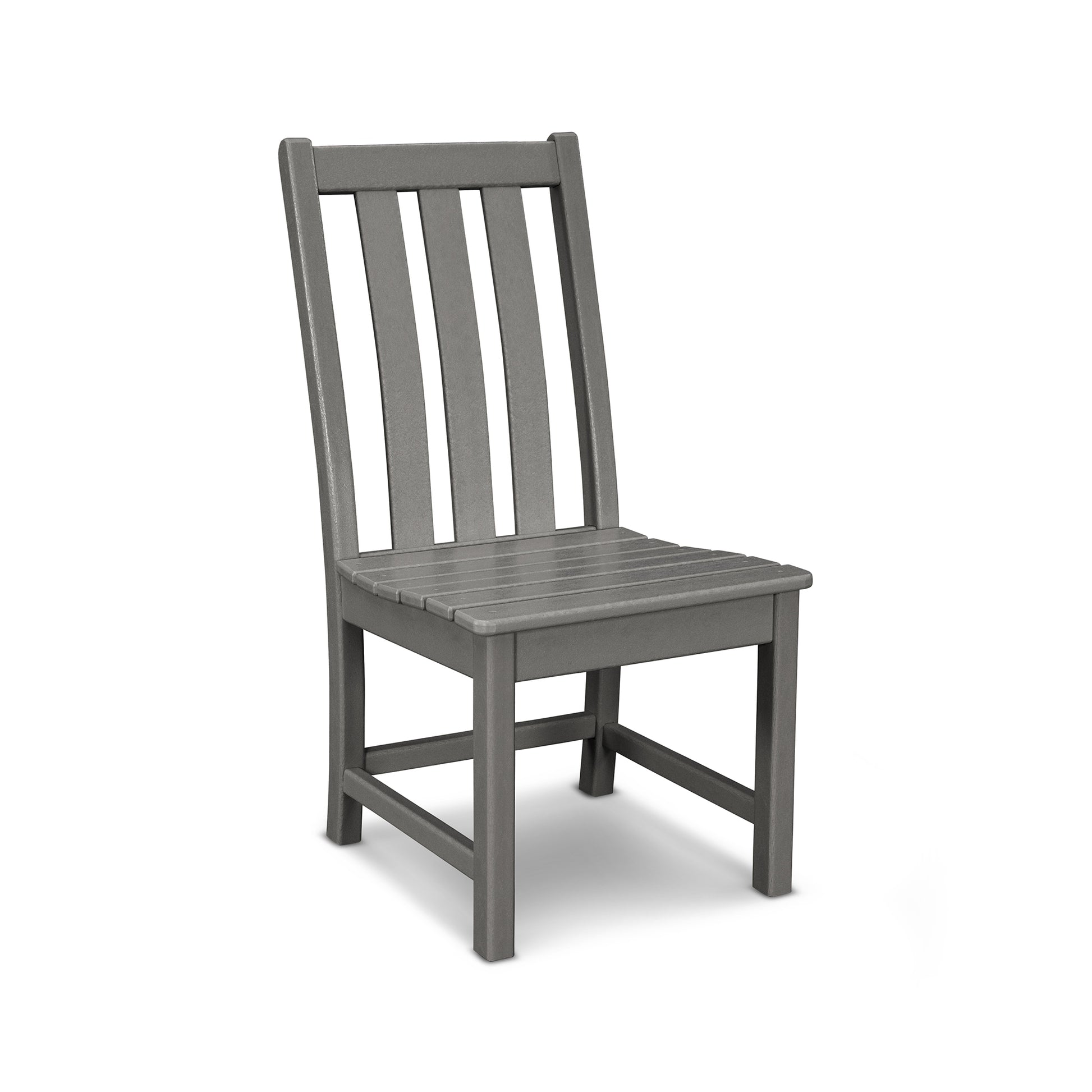 Dark gray POLYWOOD Vineyard Dining Side Chair with a slatted backrest.