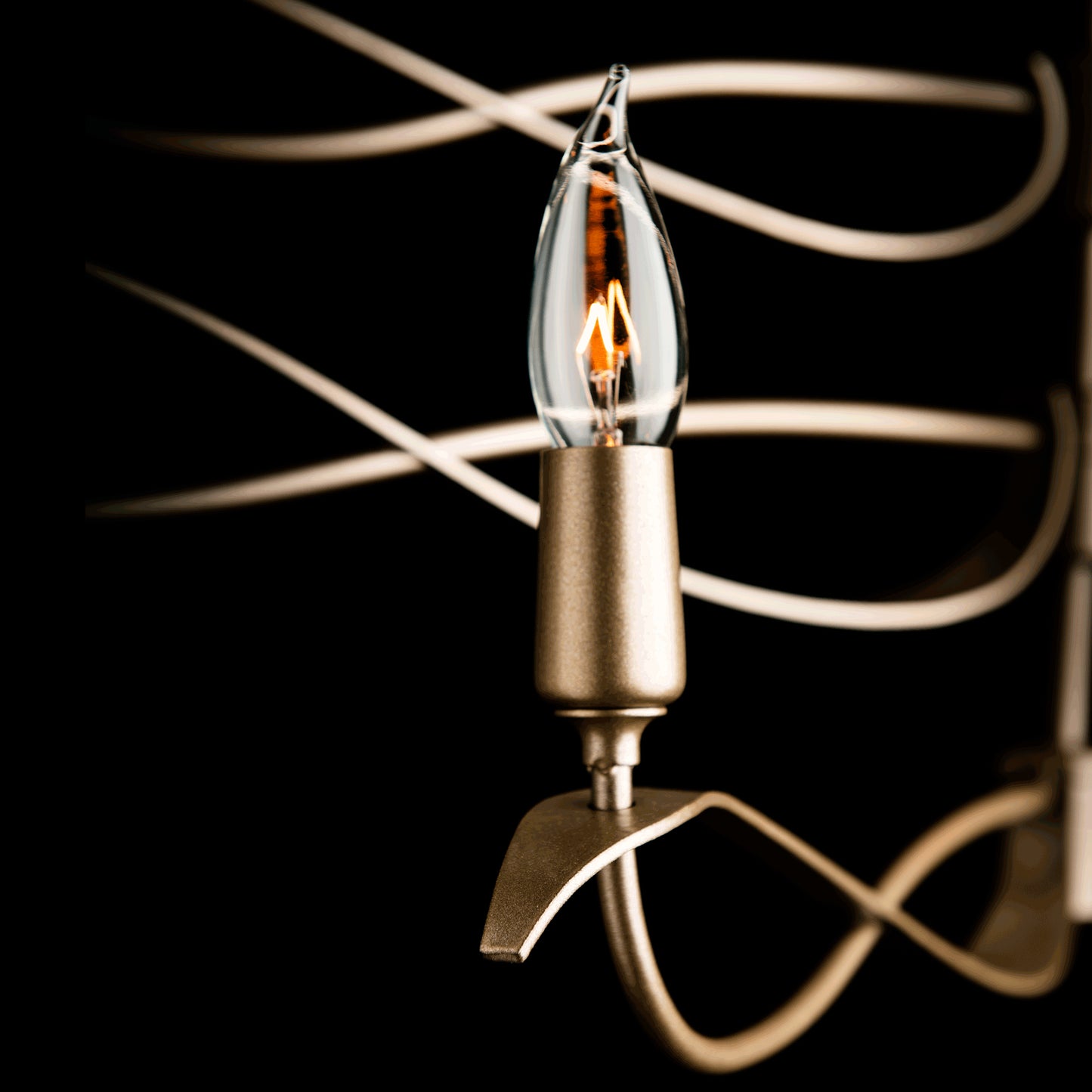 Willow 6-Light Small Chandelier by Hubbardton Forge with elegant metal sockets and curved elements showcasing its intricate design.