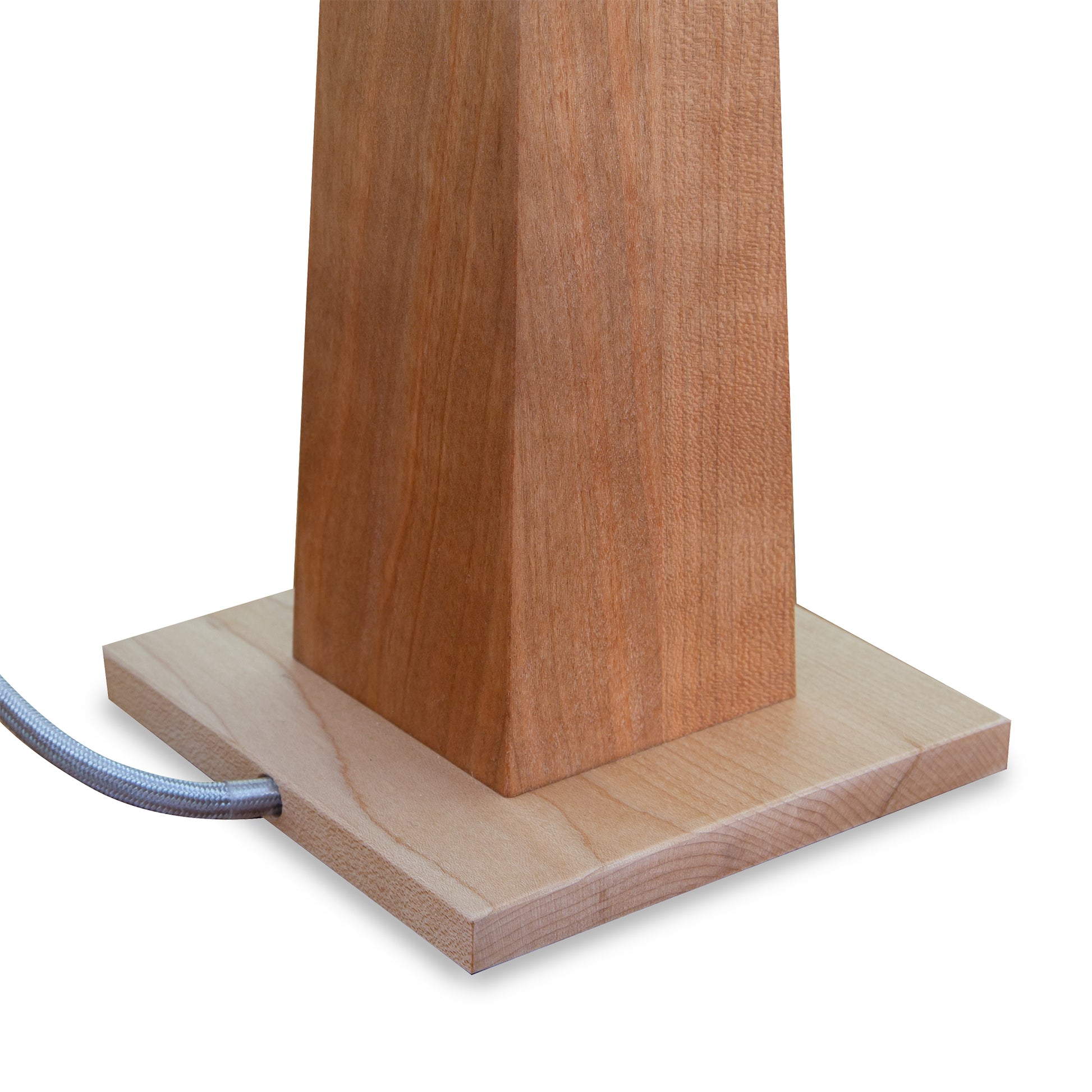 Rock River Studio Winter Hill Table Lamp base with distinctive square design and fabric cord, showcasing high quality American craftsmanship.