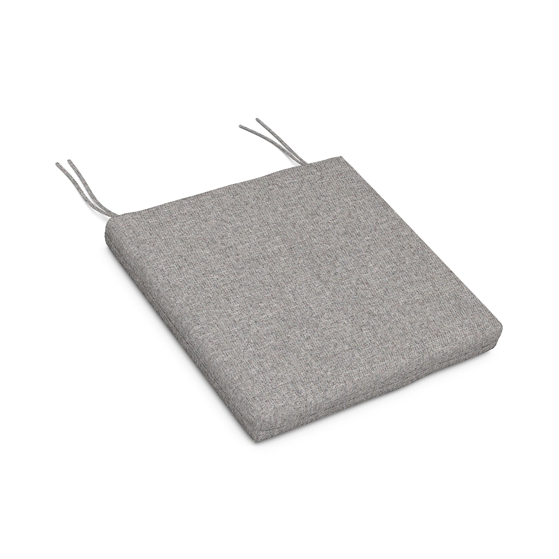 Gray POLYWOOD weather-resistant seat cushion with tie strings.
