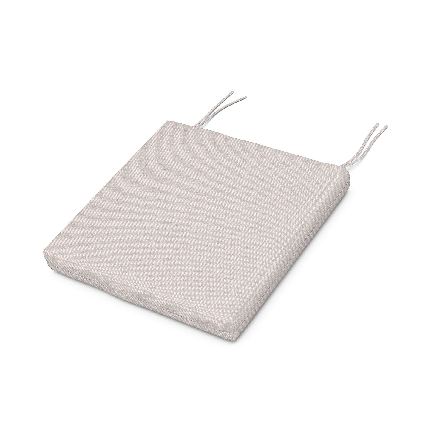 Square beige POLYWOOD XPWS0006 seat cushion, weather-resistant and designed for the Nautical Highback Folding Dining Chair.