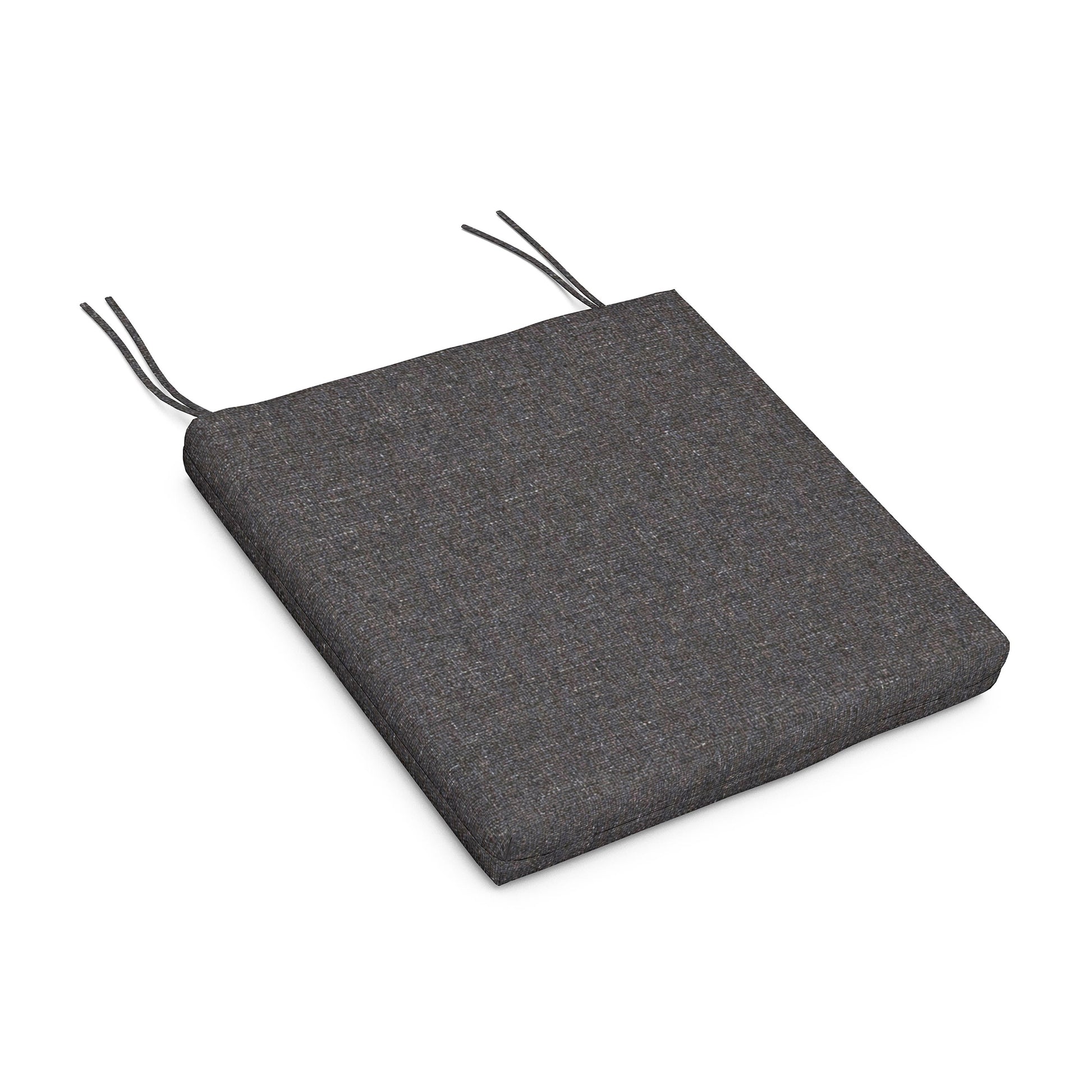 Square gray POLYWOOD XPWS0008 seat cushion, weather-resistant with secure attachment ties.