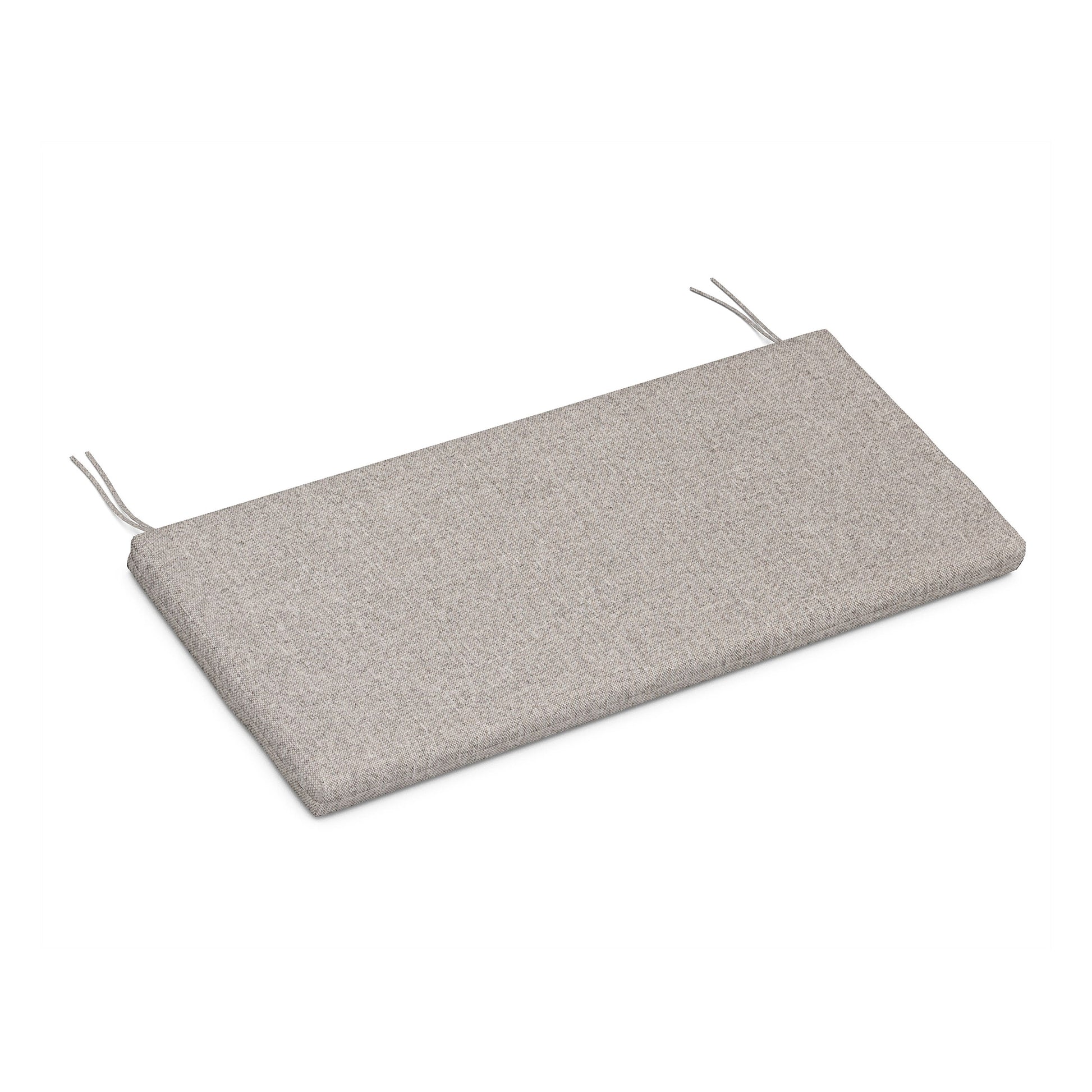 Rectangular gray weather-resistant seat cushion by POLYWOOD with corner ties.